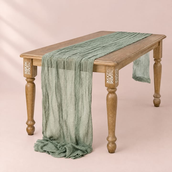 The Crinkled Gauze Table Runner, Green