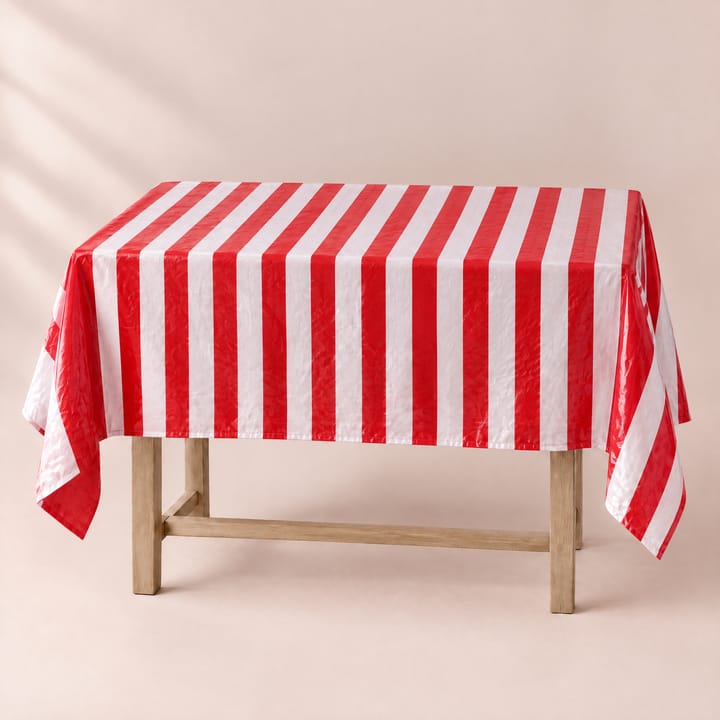 The Striped Party Tablecloth, Red and white