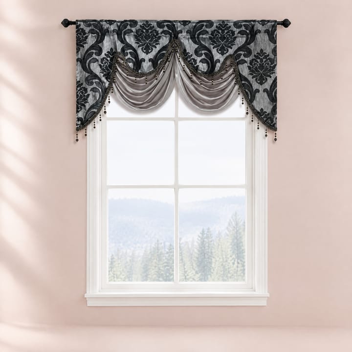 The Floral Jacquard Window Valance, Black