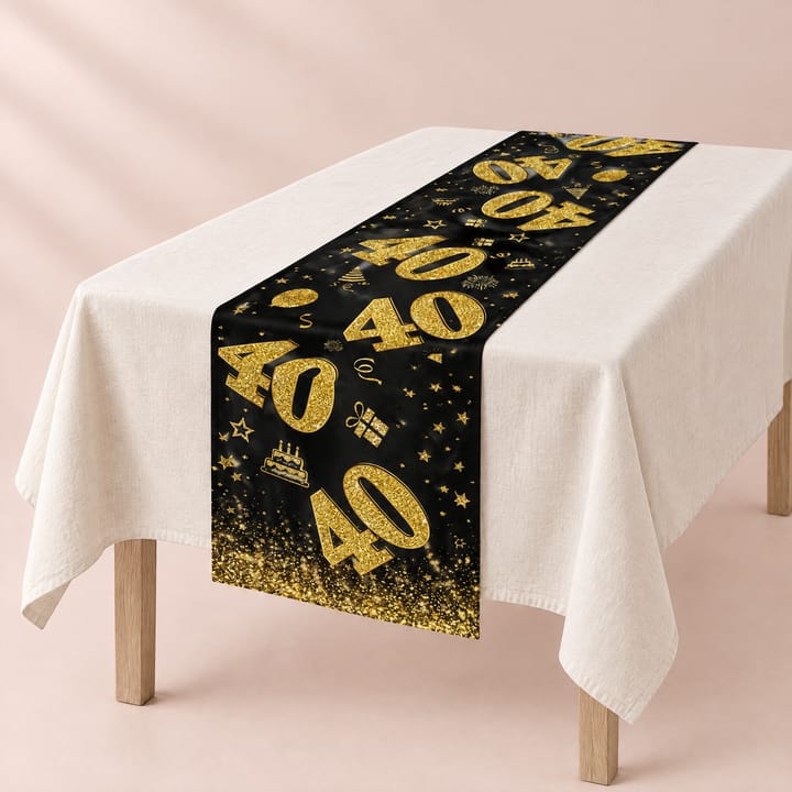 The Numbered Birthday Table Runner, Black gold 40