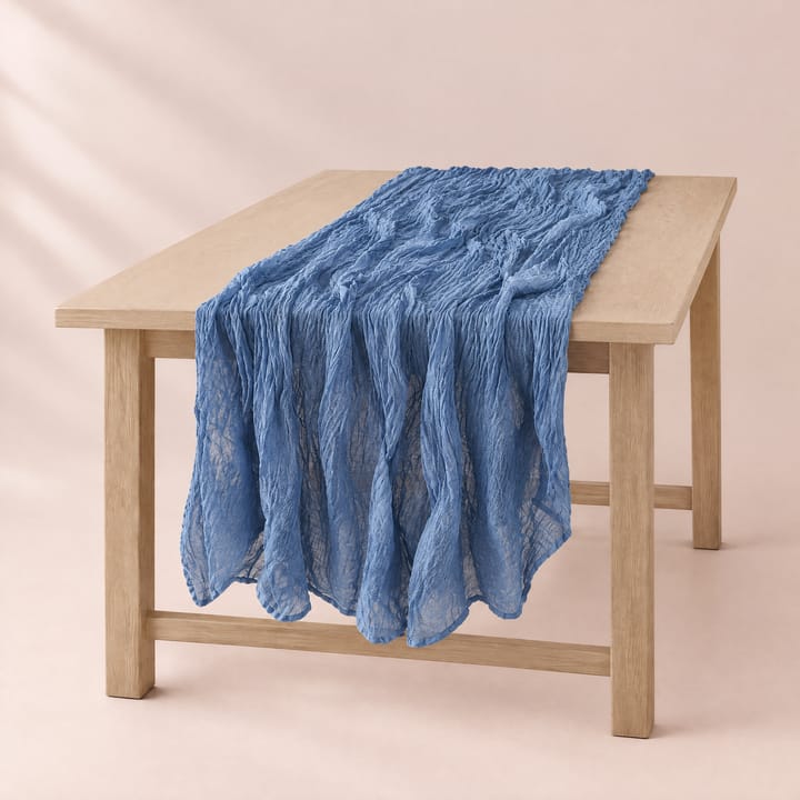 The Gauze Crinkle Table Runner, Blue