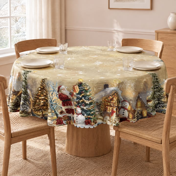 The Khaki Christmas Scene Tablecloth