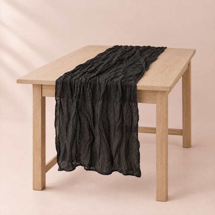 The Crinkled Gauze Table Runner, Black