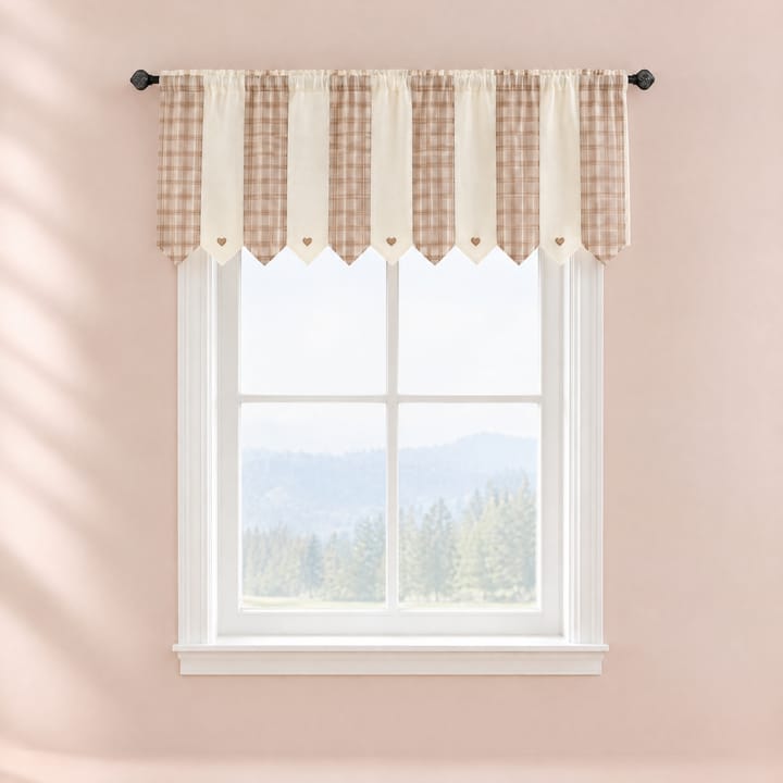The Printed Short Cafe Curtain, Brown and cream stripes