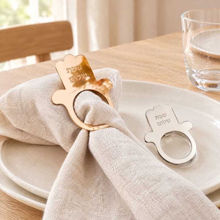 The Hamsa Mirror Napkin Ring Set