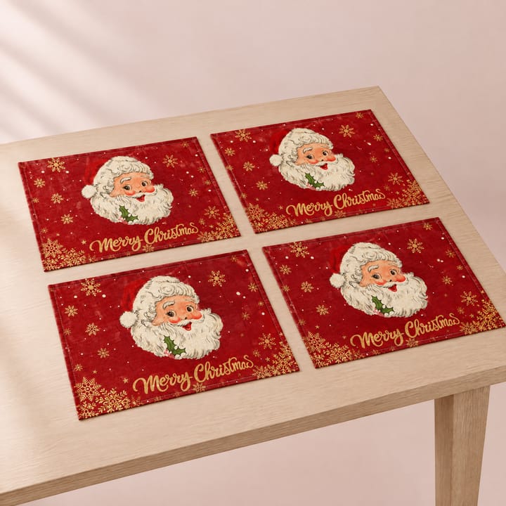 The Christmas Print Linen Placemat, Santa on red