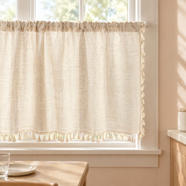 The Rainbow Stripe Short Sheer Cafe Curtain