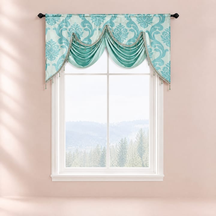 The Floral Jacquard Window Valance, Blue