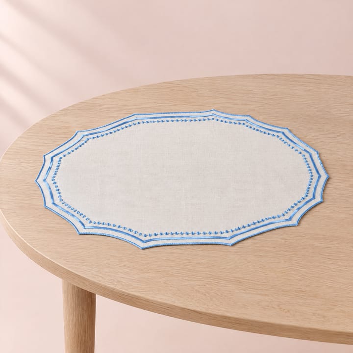 The Embroidered Frame Placemat, Blue
