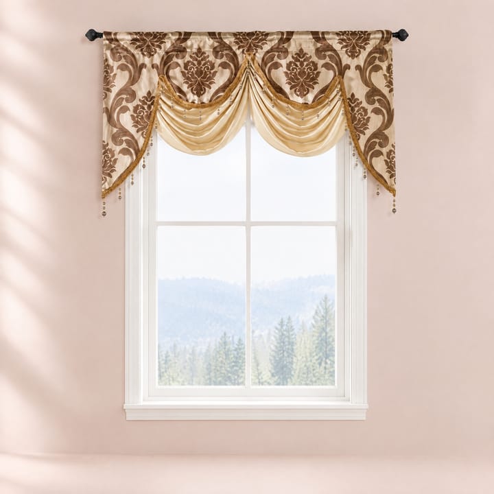 The Floral Jacquard Window Valance, Brown