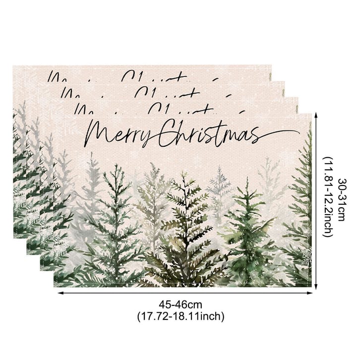 The Christmas Print Linen Placemat, Green pine trees