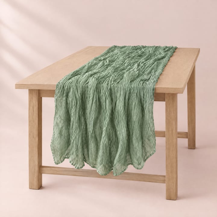 The Gauze Crinkle Table Runner, Sage