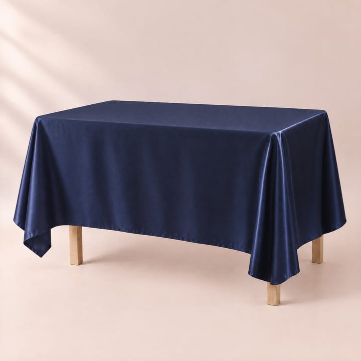 The Smooth Satin Rectangle Table Cover, Navy blue