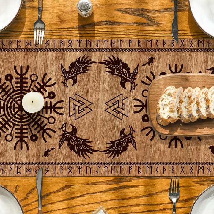 The Viking Raven Linen Table Runner
