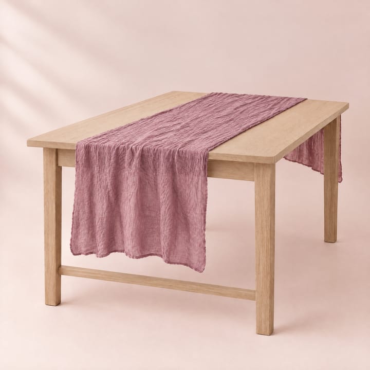 The Wrinkle Gauze Table Runner, Leather pink