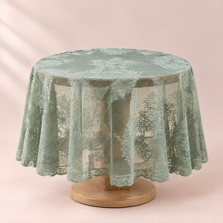 The Round Tatted Lace Tablecloth, Green