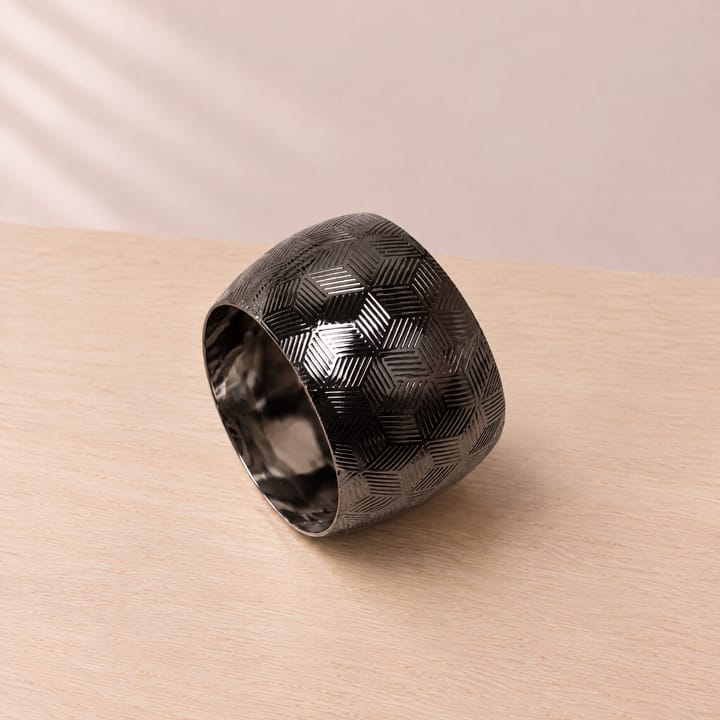 The Hammered Metal Napkin Ring, Black smooth