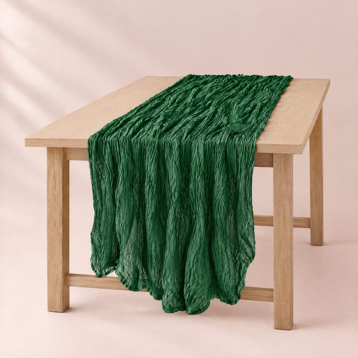 The Gauze Crinkle Table Runner, Dark green