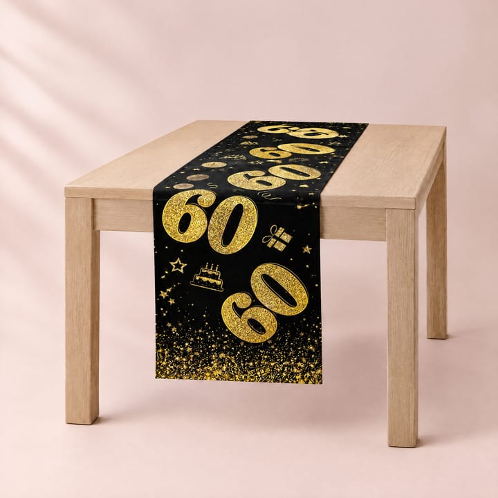 The Numbered Birthday Table Runner, Black gold 60