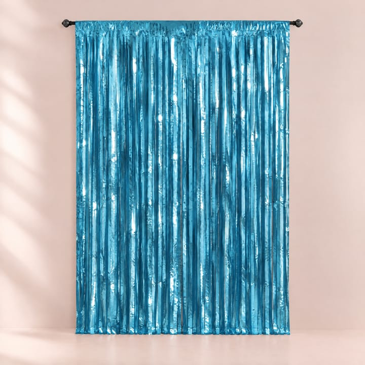 The Foil Fringe Backdrop Curtain, Light blue