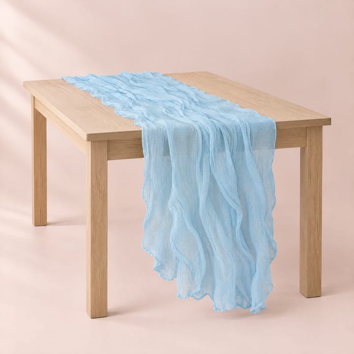 The Crinkled Gauze Table Runner, Light blue
