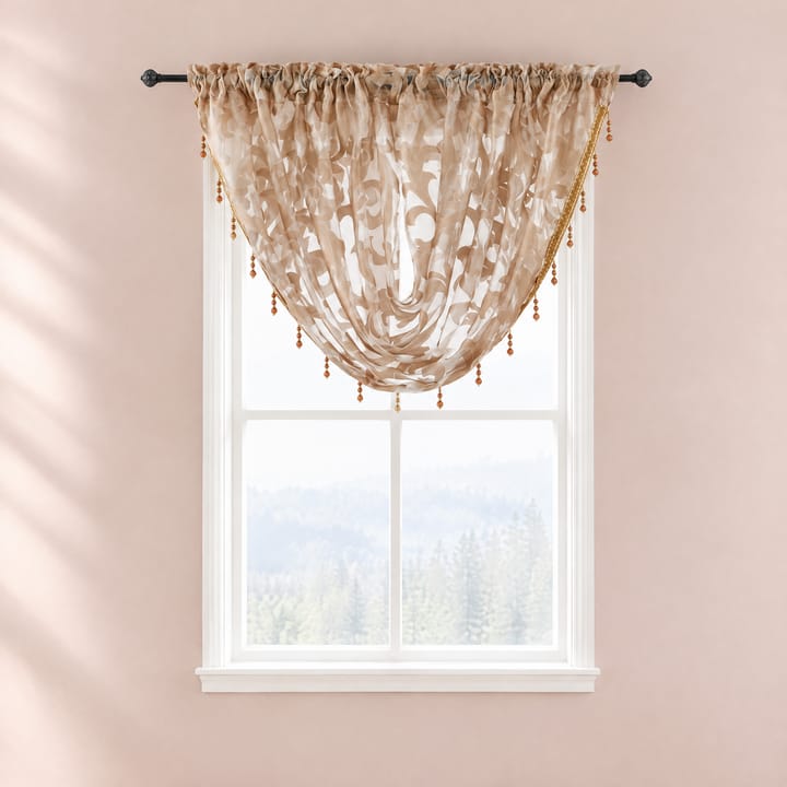 The Beaded Waterfall Jacquard Valance, Cream