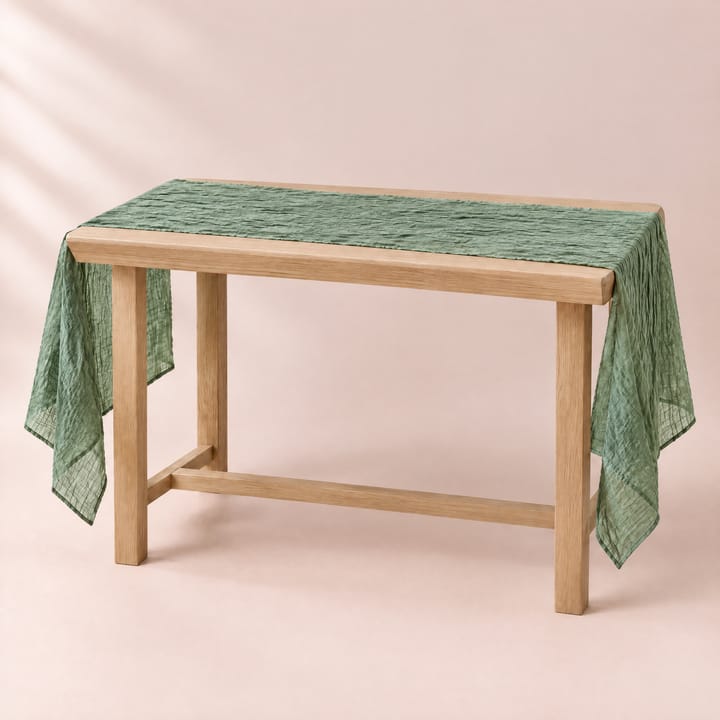 The Crinkled Cheesecloth Gauze Runner, Sage green
