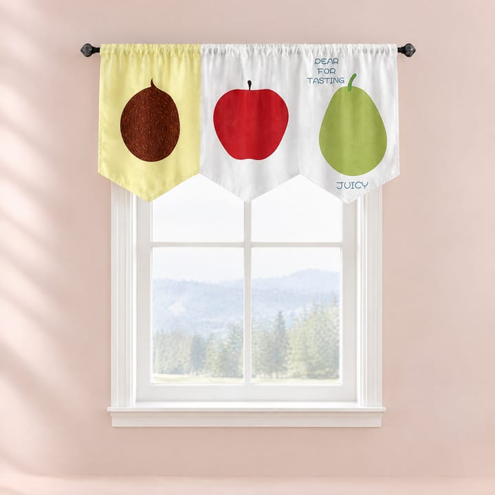 The Printed Short Cafe Curtain, Yellow with fruit