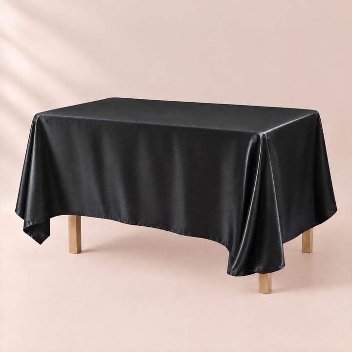 The Smooth Satin Rectangle Table Cover, Black