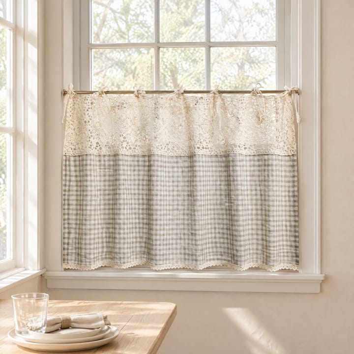 The Tie Top Gauze Cafe Curtain