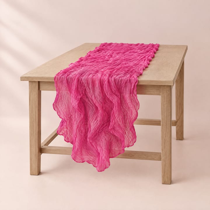 The Crinkled Gauze Table Runner, Rose