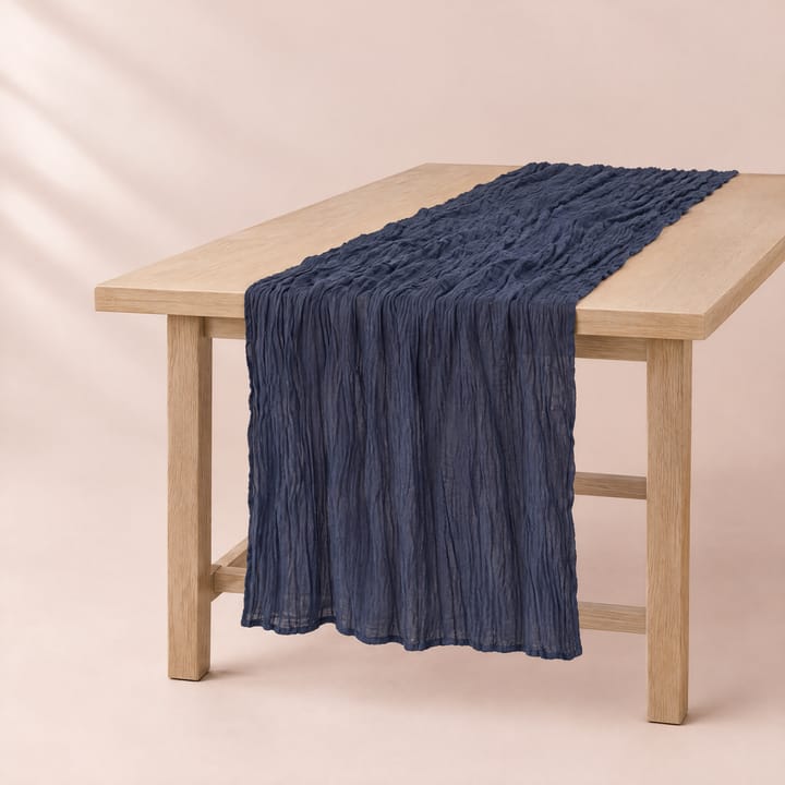 The Crinkled Gauze Table Runner, Navy blue