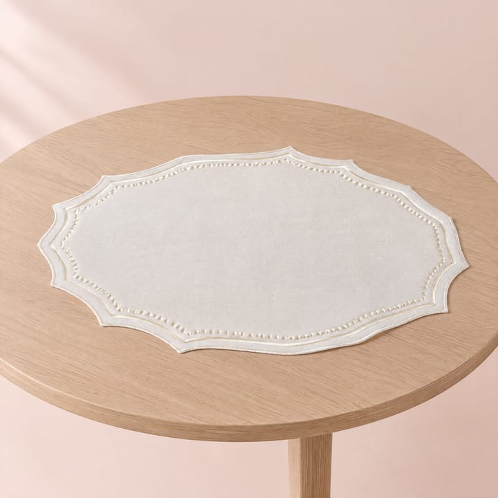 The Embroidered Frame Placemat, Beige