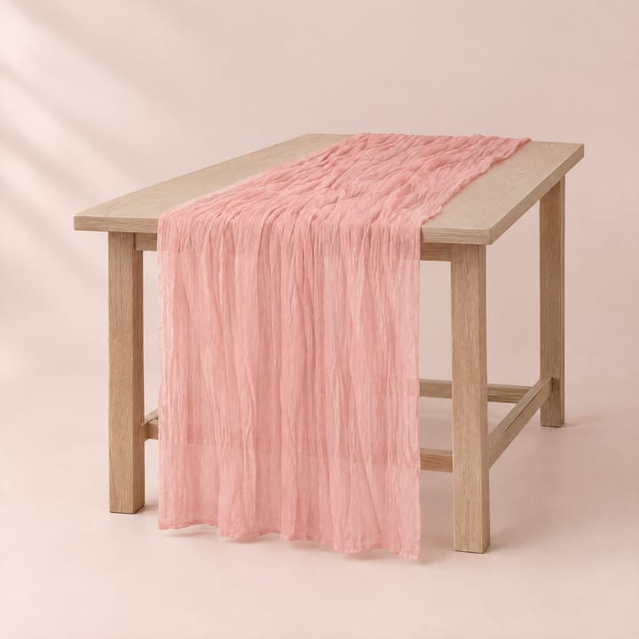 The Crinkled Gauze Table Runner, Peach pink