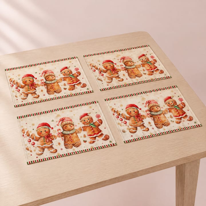 The Christmas Print Linen Placemat, Gingerbread men