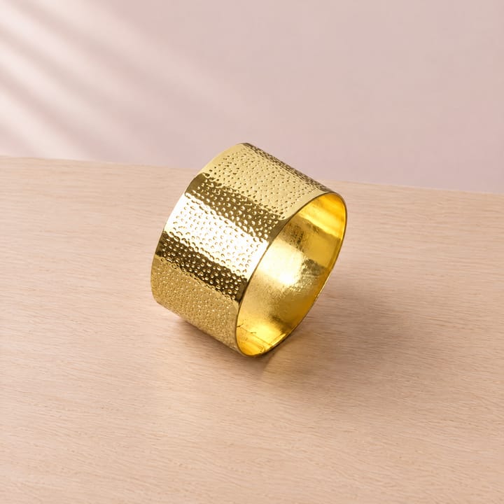 The Hammered Metal Napkin Ring, Gold beaded stripe
