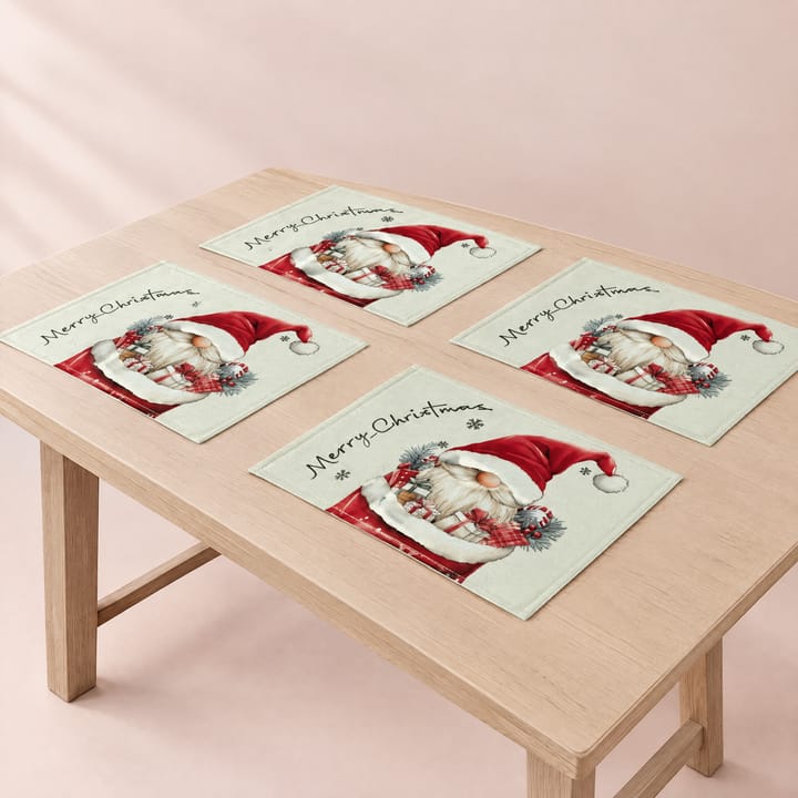 The Santa Gnome Christmas Placemat, Santa gnome with red hat