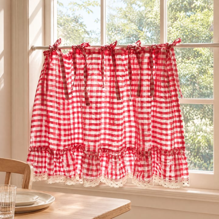 The Gingham Tie Top Cafe Curtain