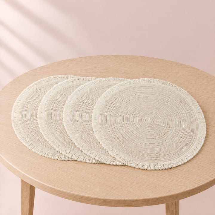 The Fringe Round Woven Placemat, 4-pack