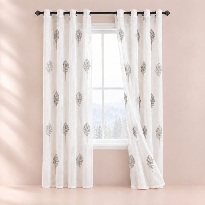 The Embroidered Tree Sheer Curtain, White