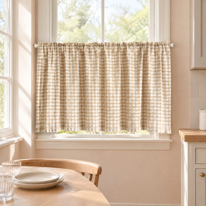 The Apricot Plaid Cafe Curtain