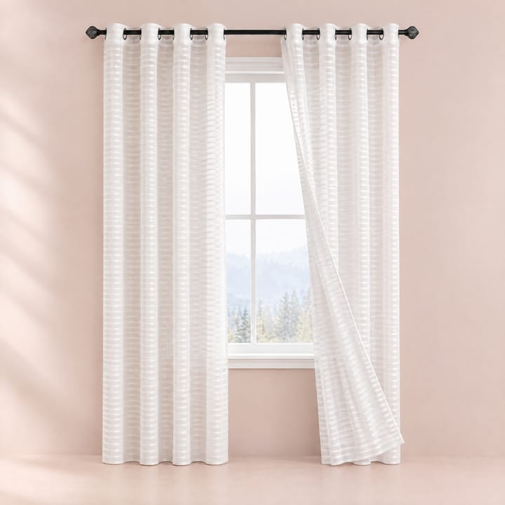The Striped Chiffon Sheer Curtain, White