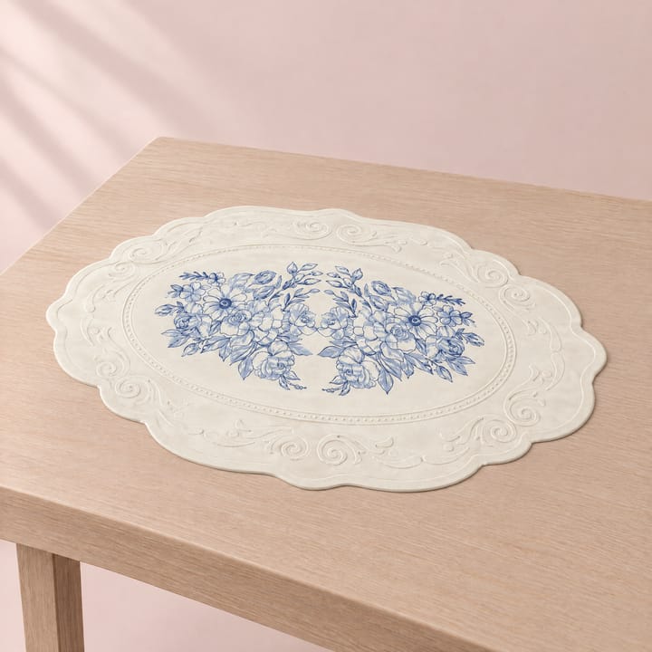 The Carved Silicone Placemat, Ivory white