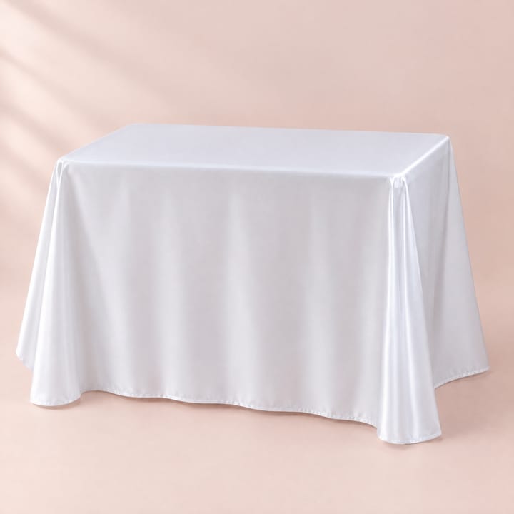 The Satin Rectangle Tablecloth, White