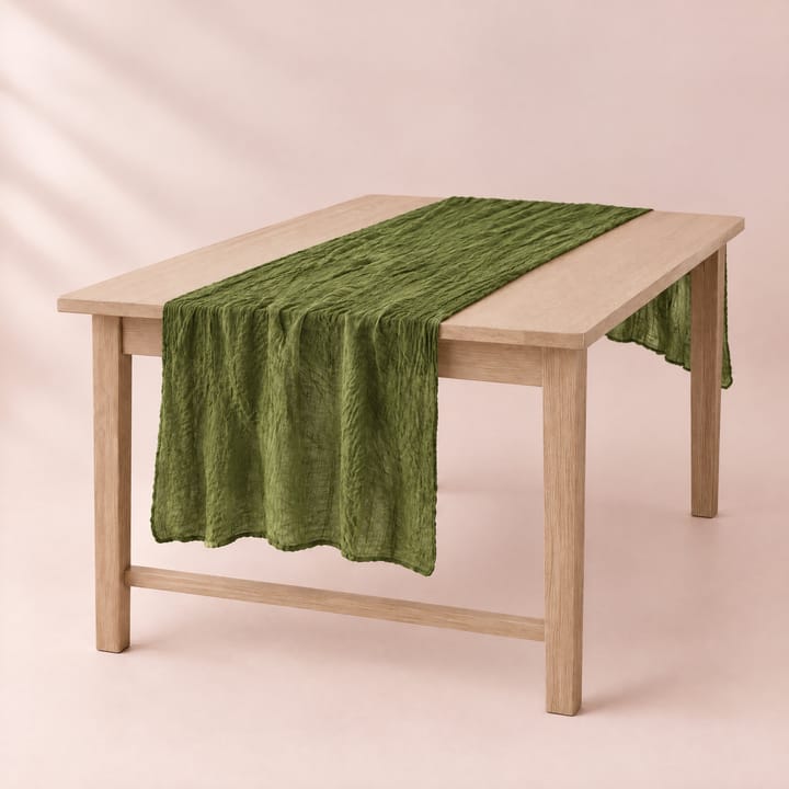 The Wrinkle Gauze Table Runner, Olive green