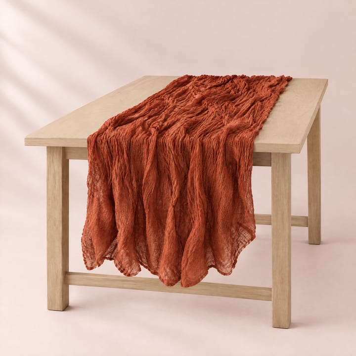 The Gauze Crinkle Table Runner, Rust